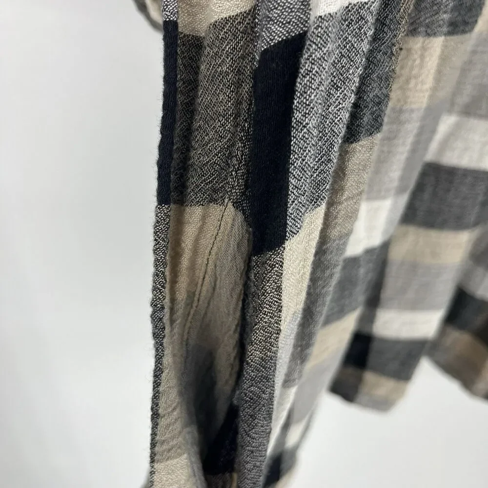 Maeve Anthropologie Dress Size Small Black White Plaid Kimono Tunic Pockets